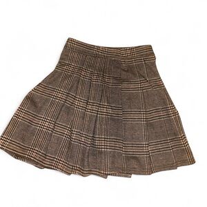 Chic Plaid Skater Skirt in Brown